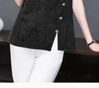 Lace Women's Summer New Fashion Stylish Short Sleeve T-Shirt Plus Size Design Sense Loose Slimming Top