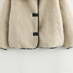 Zach Ailsa Women's Big Collar Fur Integrated Plush Coat Autumn/Winter New Solid Color Long Sleeve Warm Jacket