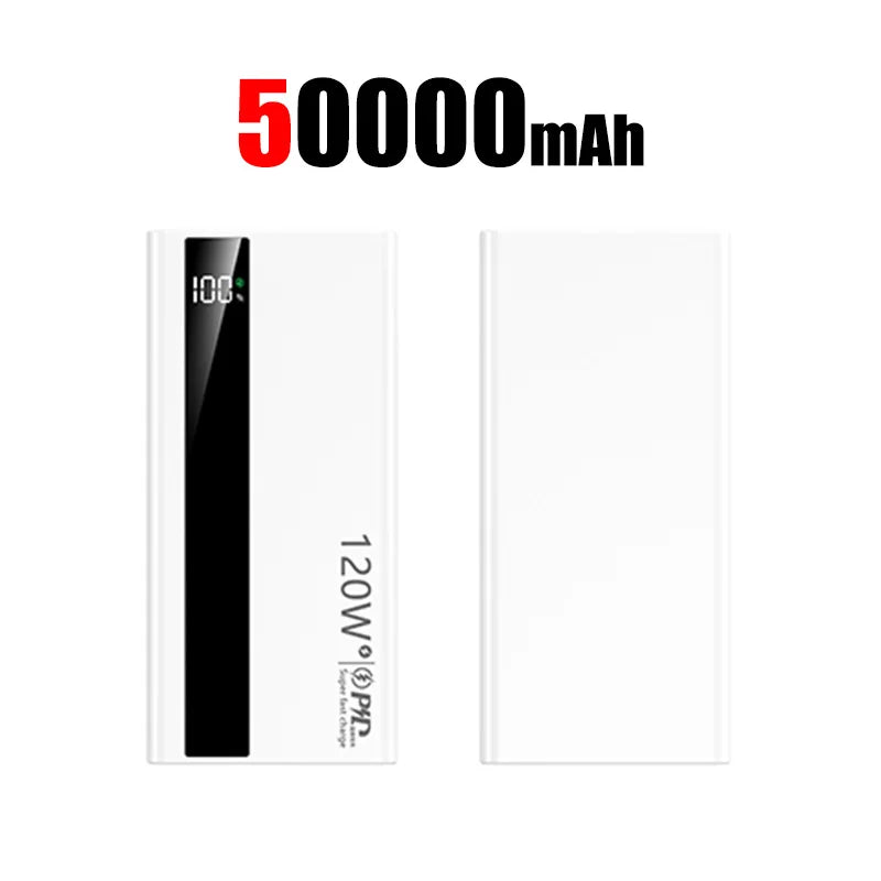 120W 50000mAh Power Bank High Capacity Digital Display Fast Charging Powerbank Portable Battery Charger Type C For iPhone