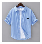2025 Spring Summer New Casual Striped Cotton Short Sleeve Shirts for Men Clothing Soft Turn-down Collar Shirts DCC03