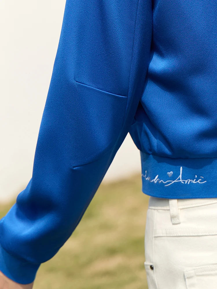 AMII Minimalism Jacket Woman Baseball Jacket Embroidery Letter Zipper 2023 Spring New Casual Women's Clothes Female Top 72331004