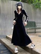 Plus Size 4xl 5xl Casual Slim Long Sleeve Dresses Summer Black Office Lady Womens Clothing Spring Korean Fashion Elegant Dress