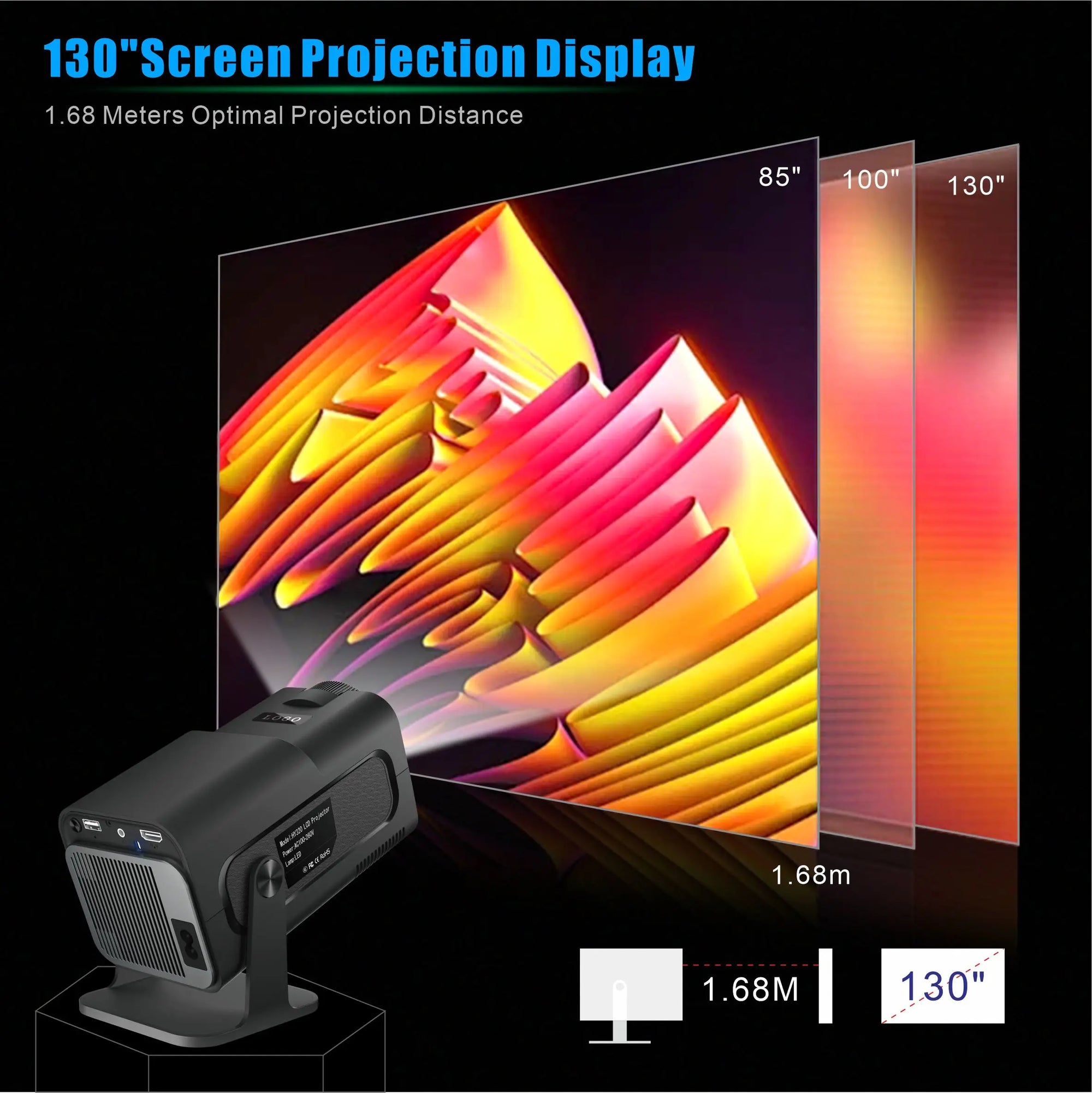 Salange HY320 Mini 4K Android 11 Projector Native 720P 300ANSI Dual Wifi6 BT5.0 Cinema Portable Projetor Outdoor 180°  Rotable