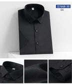 2023 Summer Short Sleeve High Density Silky Material Solid  Elastic Business Men Dress Shirts No Pocket Stretch Clothes