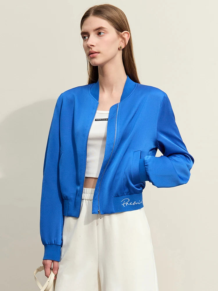 AMII Minimalism Jacket Woman Baseball Jacket Embroidery Letter Zipper 2023 Spring New Casual Women's Clothes Female Top 72331004