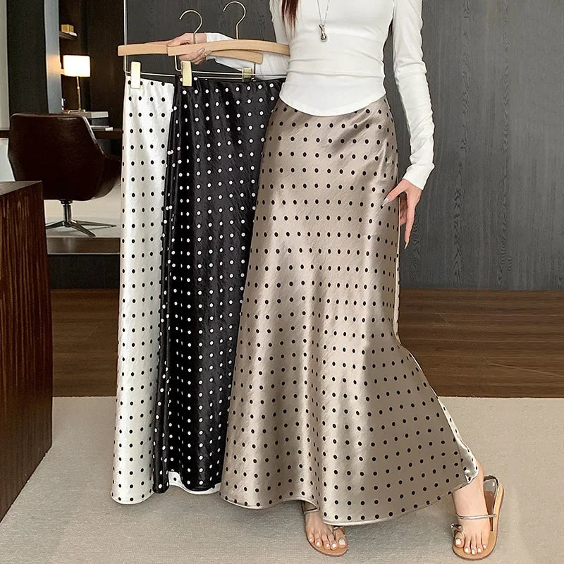 Spring 2025 High-Waisted Hoop Skirt Women's Vinegar Slimfish Tail Skirt A- Line Flared Hip Covering Long Dress