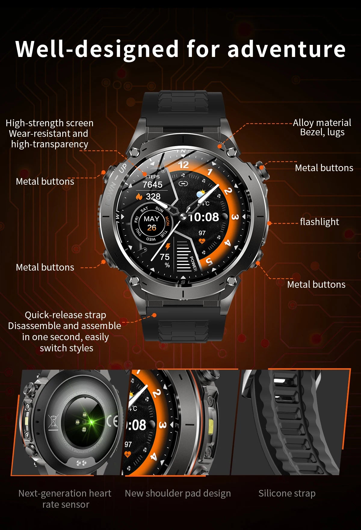 Men New Outdoors Sports Military GPS SmartWatch 10ATM Waterproof 730mAh High Battery Compass NFC HD Call For Huawei Xiaomi Watch