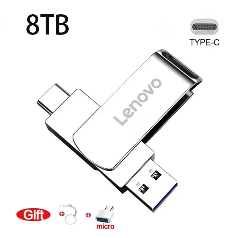 Lenovo 64TB USB 3.2 Pen Drive 16TB High Speed Transfer Metal Portable SSD Pendrive Cle 4TB U Disk Flash Drive Memoria USB Stick