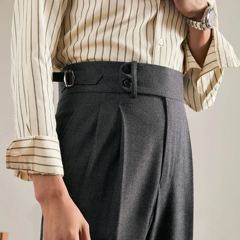 Italian Naples Trousers High Waisted Straight Men's Business Casual Pants High-end Elegant Retro Suit Pants Banquet Wedding