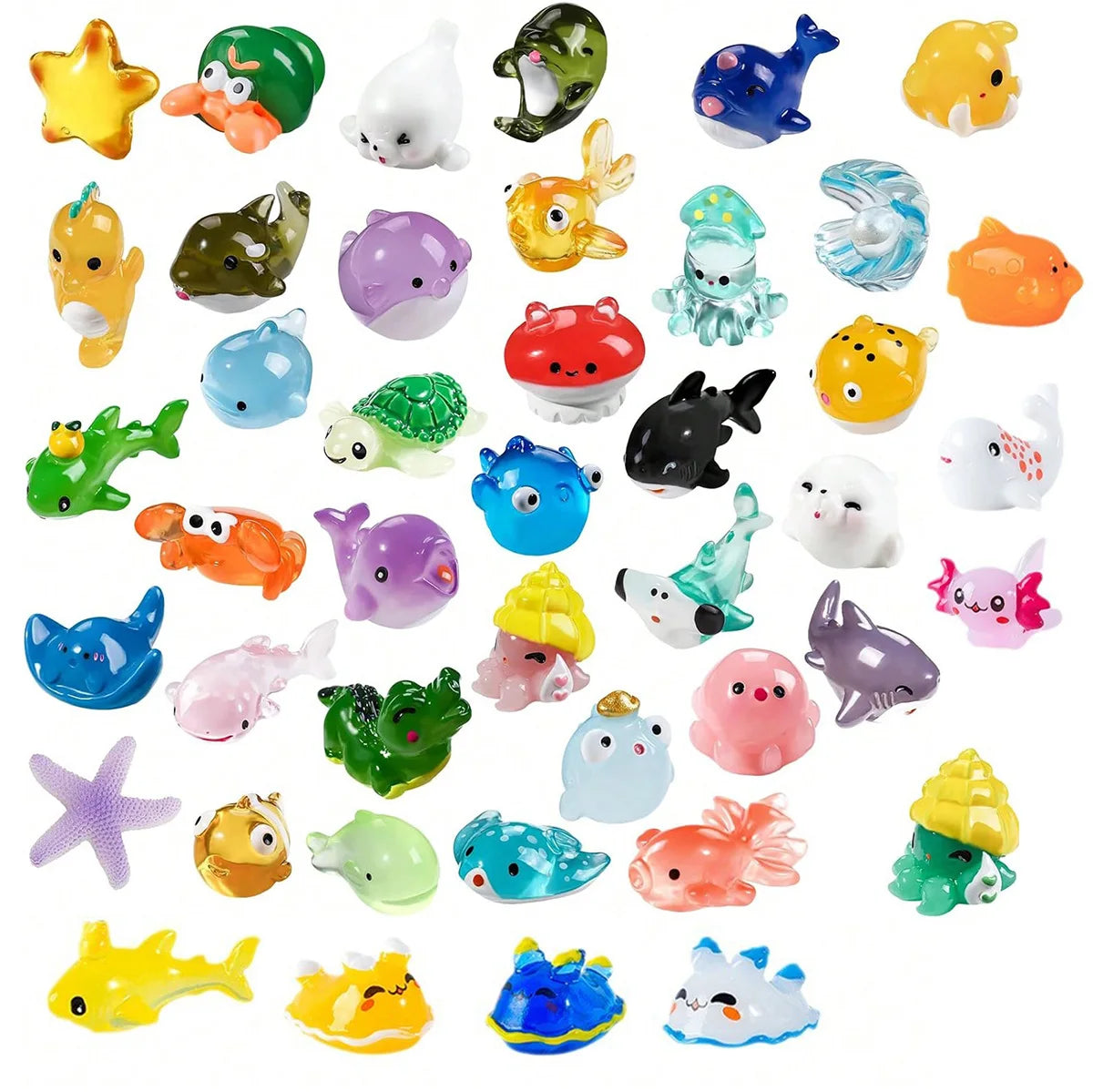 Mini Ocean Resin Animals Tiny Sea Animals Figurines Marine Miniature Animals Aquarium Ornaments Home Decorations