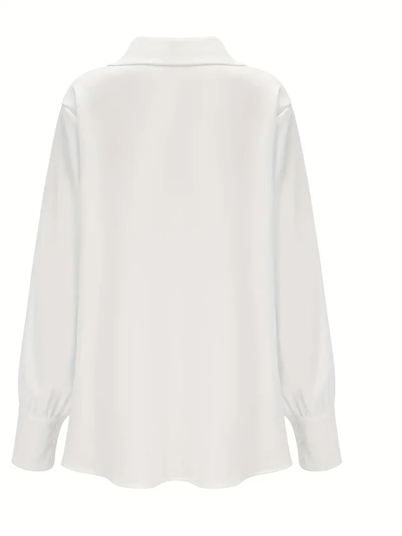 Fashion Elegant Solid Color Lapel Neck Shirt Female 2025 Spring Summer Simple Style Tops Women's Comfortable Casual Loose Blouse