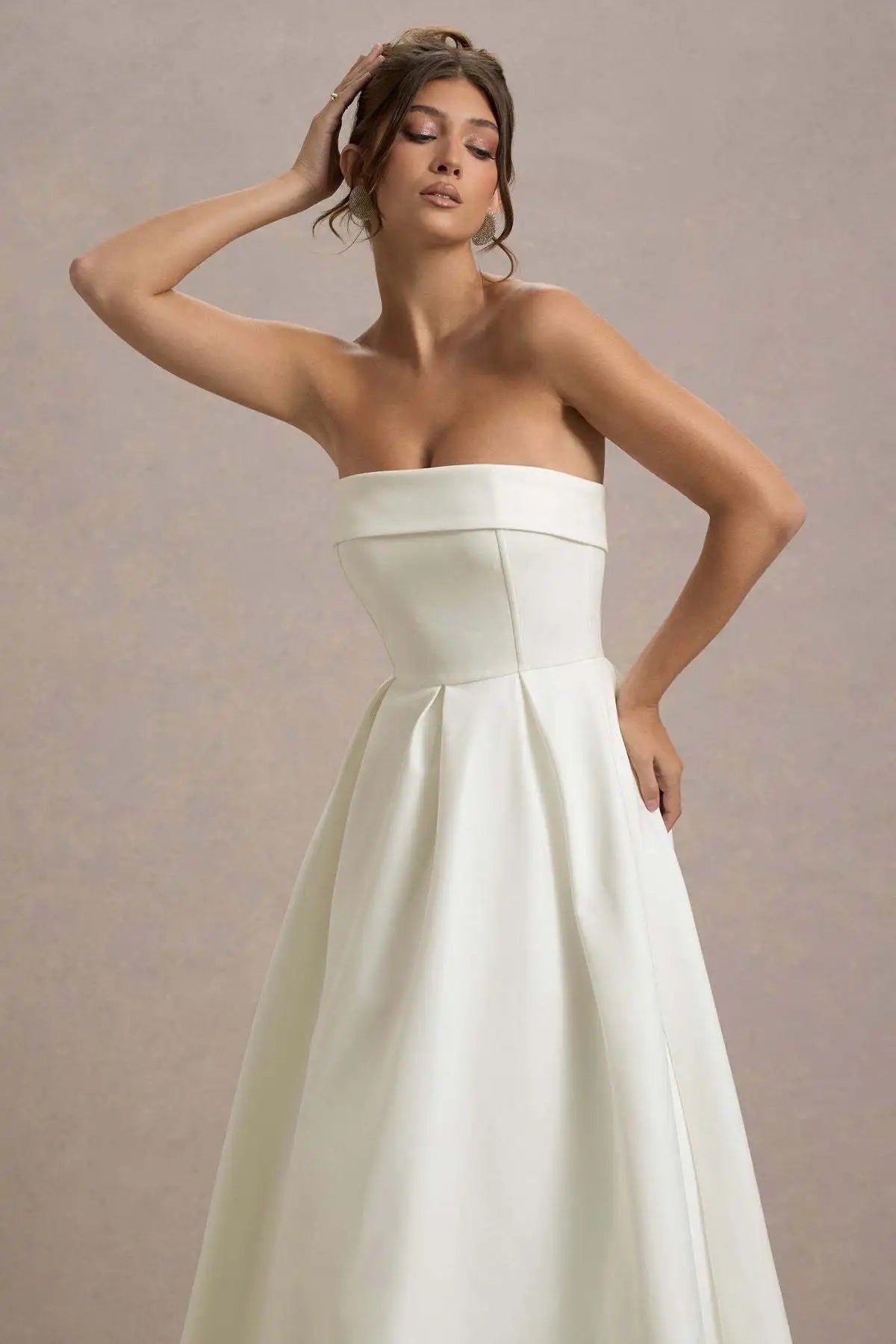 2025 French Fashion Elegant Long Evening Dress Women High-end Solid  Sleeveless Strapless Party Dress Chic Minimalist Clothes