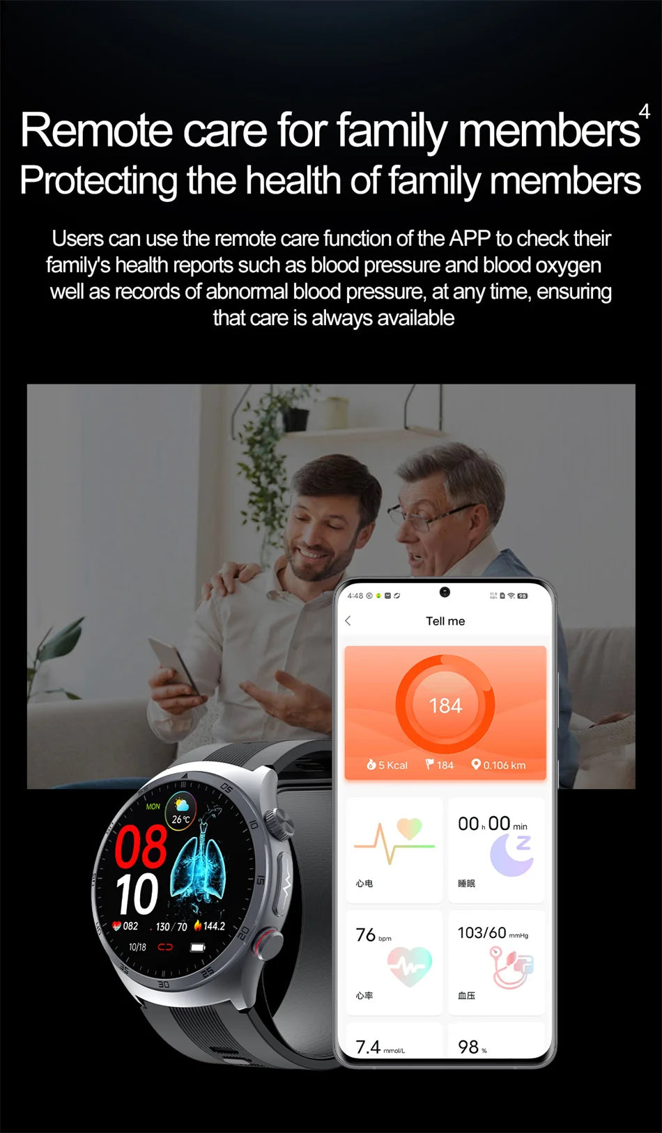 Sapphire Glass AMOLED Blood Pressure Smart Watches ECG Blood Oxygen Blood Pressure Air Pump Sport Health Tracking Smartwatch NFC