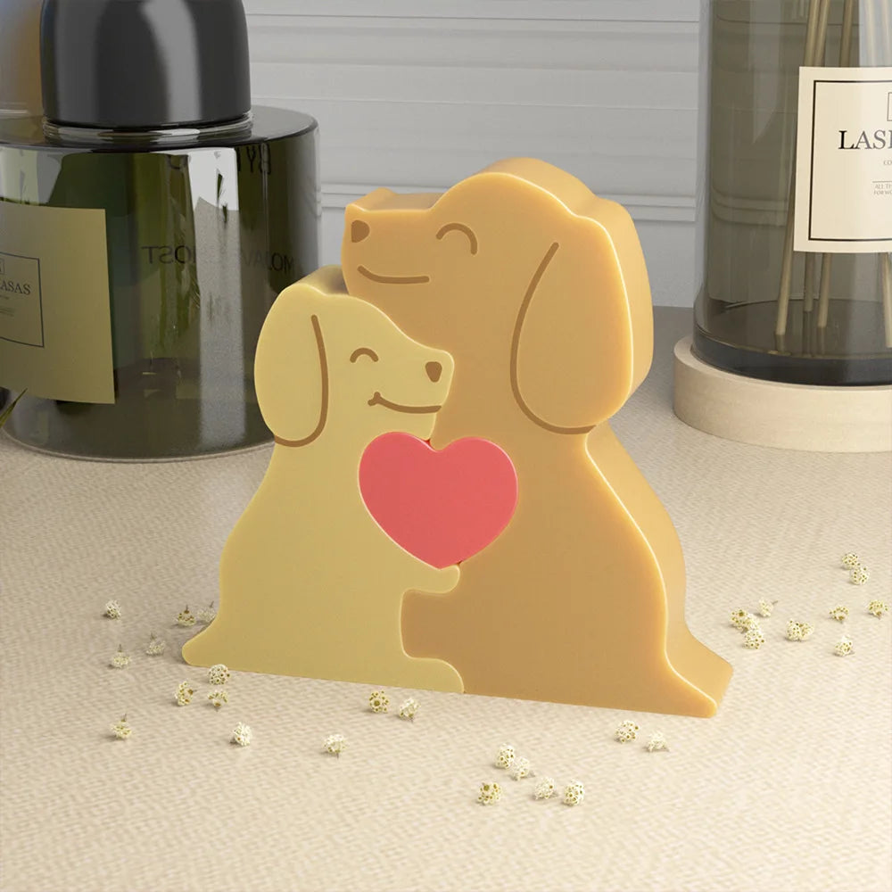 Dogs Family Puzzles Clay Silicone Mold Cat Bear Elephant Gypsum Plaster Mould Animal Craft Ornament Cement Concrete Resin Mold