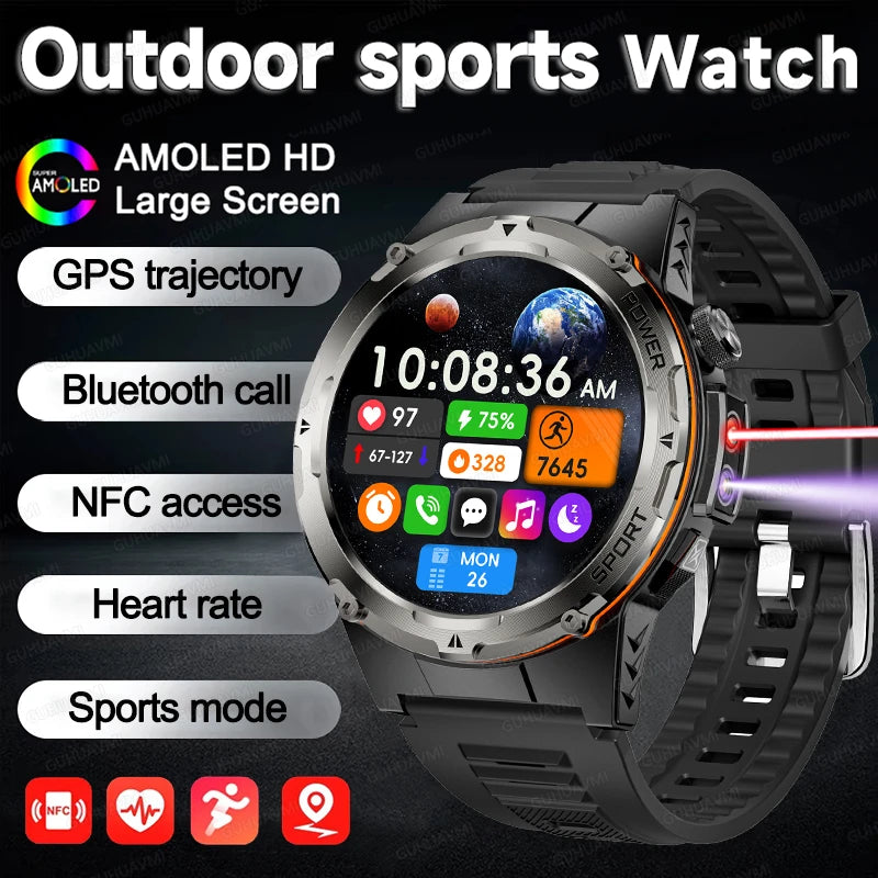 NEW For XIAOMI Outdoor Sports Smart Watch Men GPS Trackr Health Monitor BT Call NFC UV infrared Laser 5ATM Waterproof Smartwatch