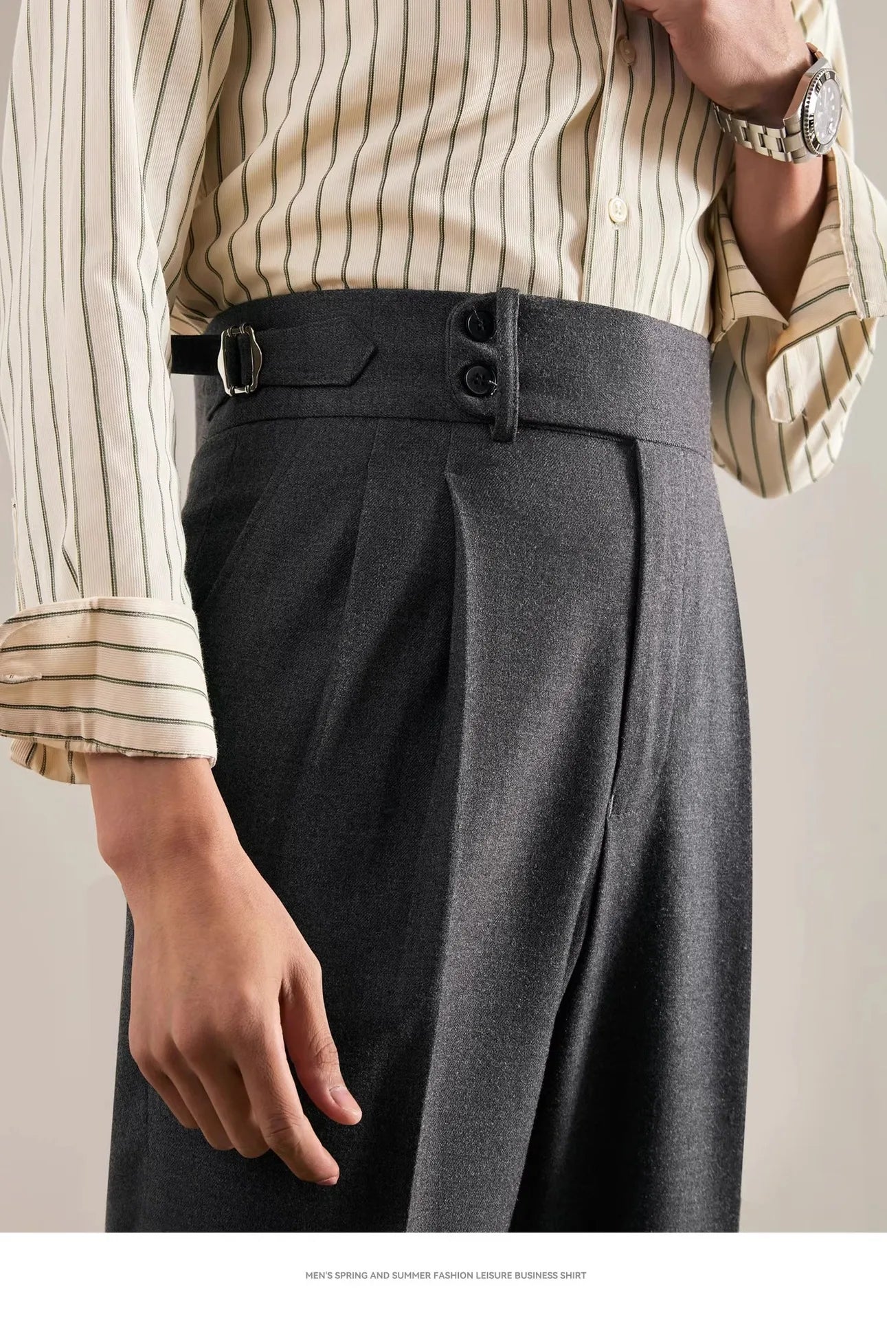Italian Naples Trousers High Waisted Straight Men's Business Casual Pants High-end Elegant Retro Suit Pants Banquet Wedding