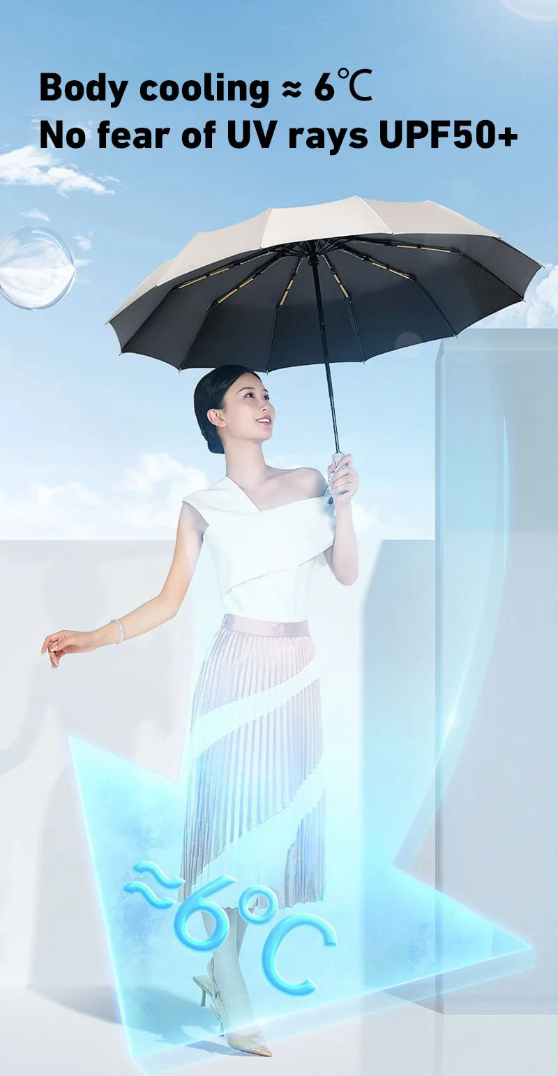 Xiaomi Automatic Umbrella 24 Bone Solid Color Automatic Umbrella Light Collapsible Large Size Outdoor Sunshade Uv Protection