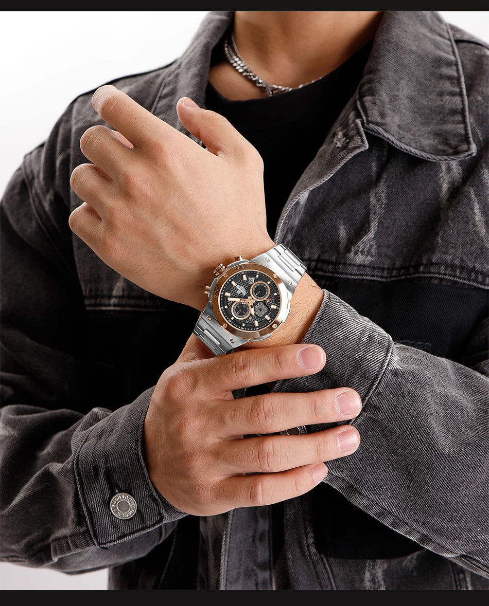 NAVIFORCE Man Quartz Top Brand Watch Luxury Luminous Chronograph Wristwatch Stainless Steel Waterproof Men Date Calendar Clock