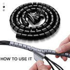 2M 16/10mm Flexible Spiral Cable Wire Protector Cable Organizer Computer Cord Protective Tube Clip Organizer Management Tools