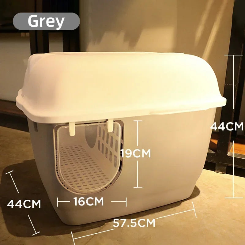 HOOPET Cat Litter Box Large Capacity Cat Litter Boxes with Hallway Pet Pan Supplies for Cats and Kittens Splash Proof Litters