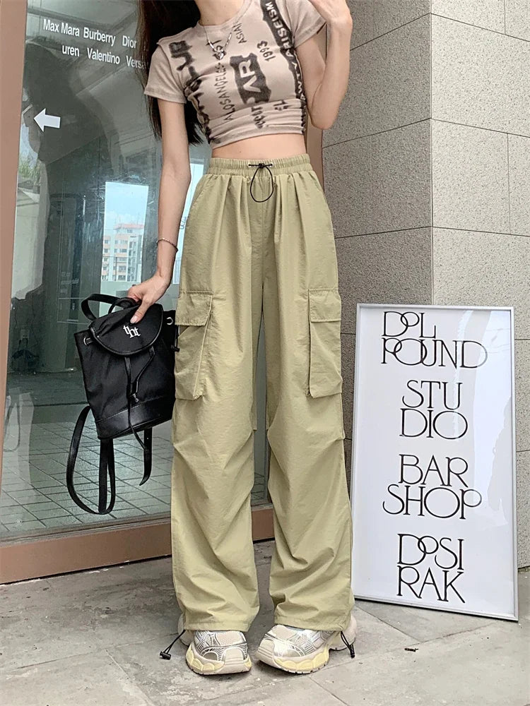 High Waist Wide Leg Workwear Pants Women's Spring 2024 Loose Sun Protection Casual Sports Thin Style Fashionable Trousers
