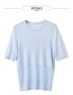 Amii Minimalism 2024 Knit Sweater Women Summer New Solid O-Neck Loose Short-sleeved Wool Casual Patchwork Chic Tops 12422028