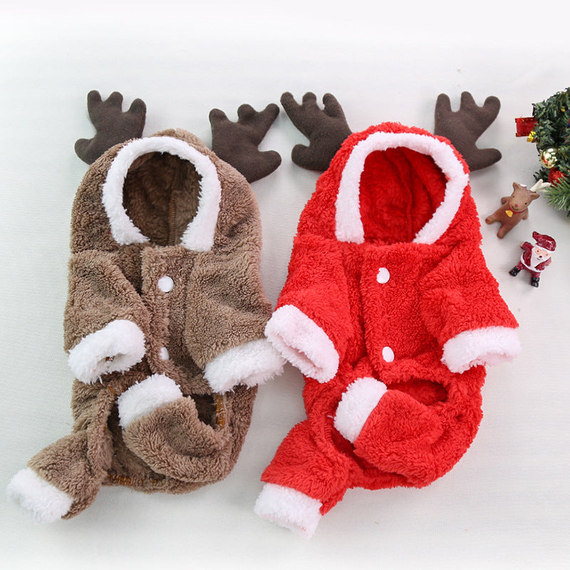 Pet Dog Cat Halloween Christmas Costume Cosplay Elk Dog Costumes for Small Dogs Winter Warm Dog Cat Clothes