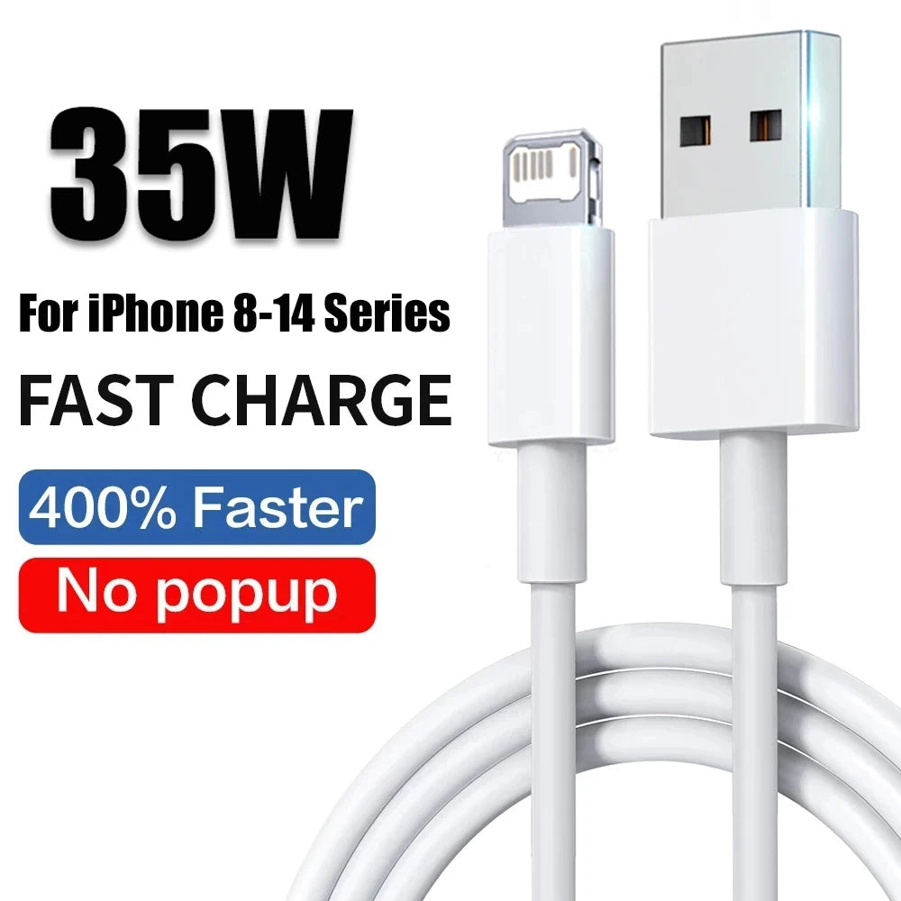 PD 35W USB Cable For iPhone 16 15 14 13 12 11 Pro Max 7 8 Plus XS XR Fast Charging USB C Cables 2M Date Wire Charger Accessories