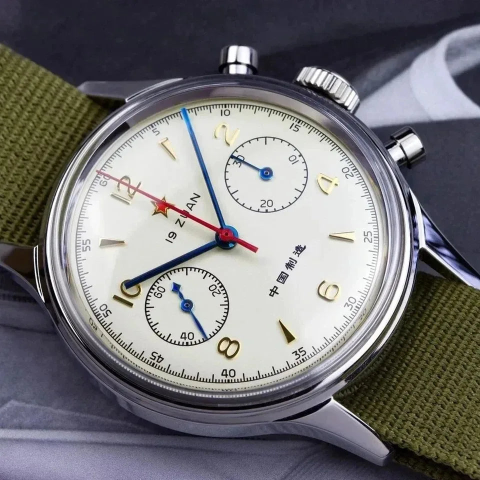 FMEIS Original Seagull Men's Watches 1963 Pilot Automatic Watch 42mm Waterproof Retro Quartz Chronograph Vintage Dress Watch