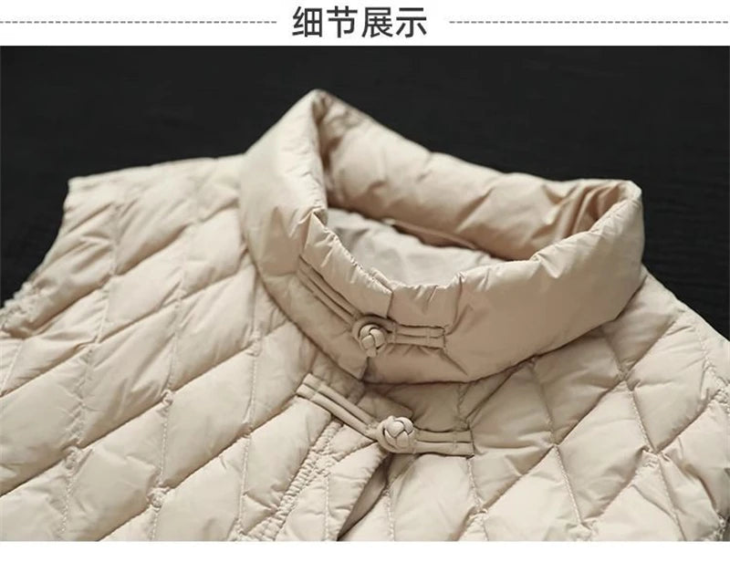 2024 New Autumn Winter Parkas Women Puffer Vest Loose Cropped Stand Collar Sleeveless Vest Jackets Down Cotton Padded Waistcoat