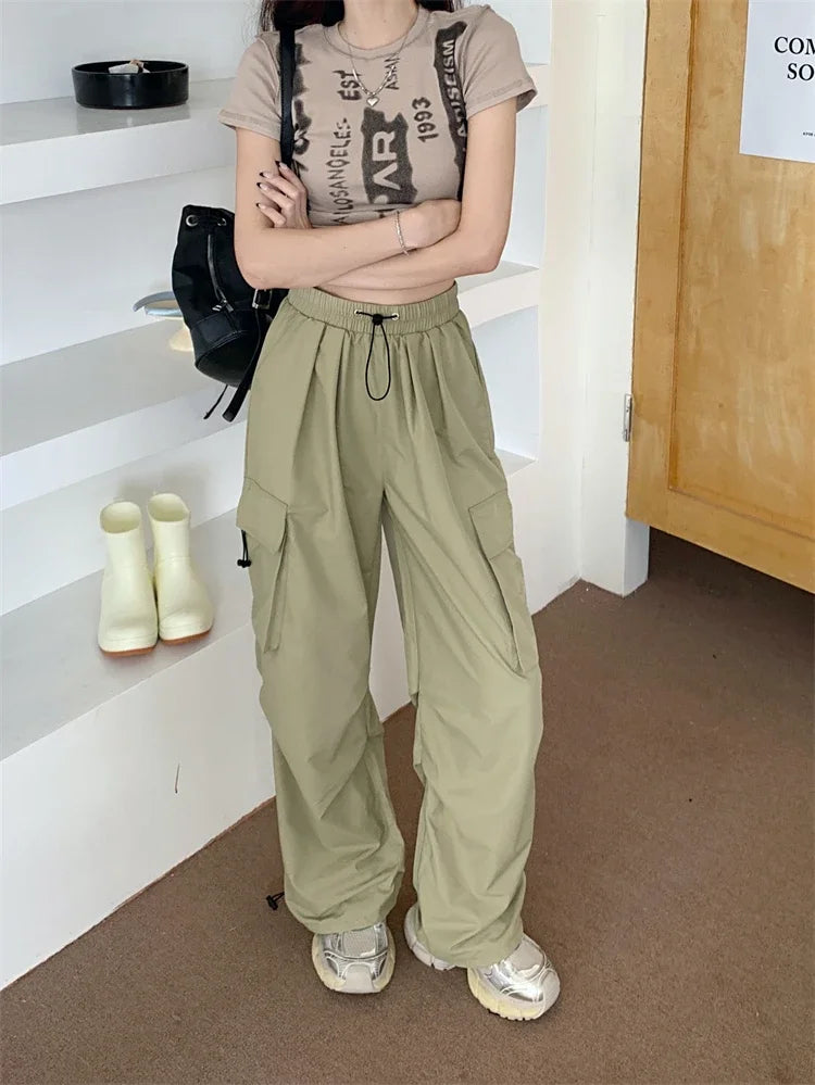 High Waist Wide Leg Workwear Pants Women's Spring 2024 Loose Sun Protection Casual Sports Thin Style Fashionable Trousers