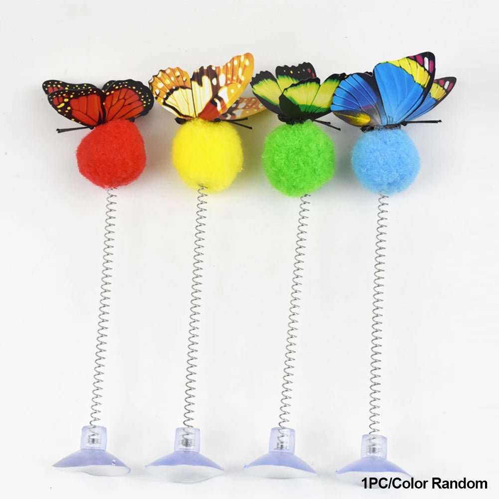 1pc Random Color Cat Feather Spring Ball Toy with Suction Cup Interactive Cat Teaser Wand Cat Toy Cat Scratcher Toy Cat Supplies