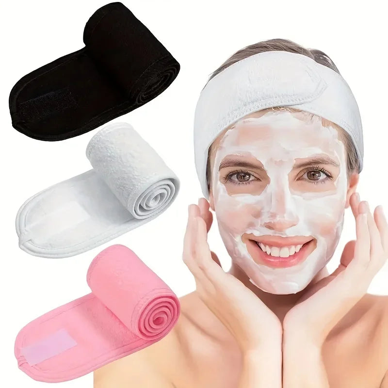 Women's Adjustable Wide Headband Velcro Sports Yoga Headband Face Wash Makeup Double layer Headband Beauty Strap