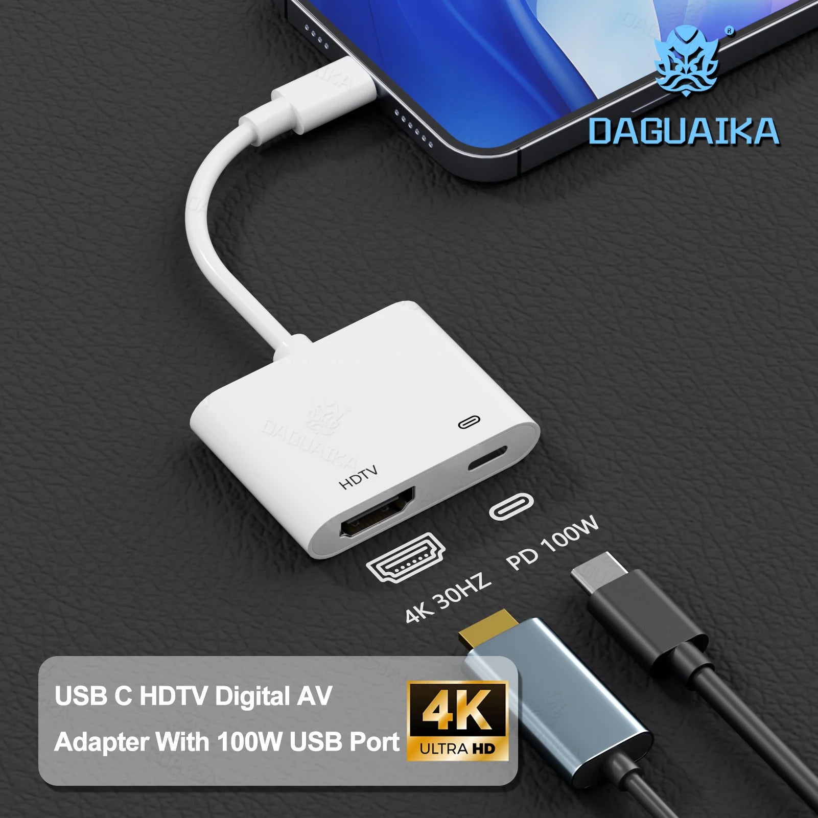 For 8 PIN to HDTV Digital AV Adapter 1080P HDTV Sync Screen Digital Audio AV Converter for HDTV/Projector/Monitor iPhone 15