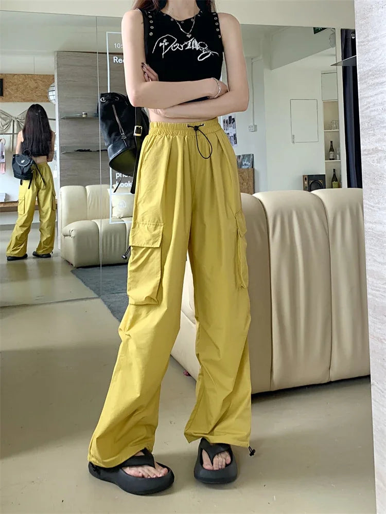 High Waist Wide Leg Workwear Pants Women's Spring 2024 Loose Sun Protection Casual Sports Thin Style Fashionable Trousers