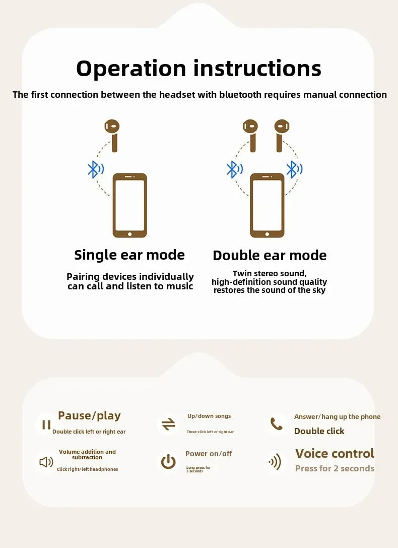 TWS Q86 Wireless Earphones Game Bluetooth Headphones with Microphone Noise Reduction Hi-Fi Bass Earphones for All Smartphones