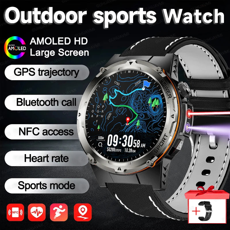 NEW For XIAOMI Outdoor Sports Smart Watch Men GPS Trackr Health Monitor BT Call NFC UV infrared Laser 5ATM Waterproof Smartwatch
