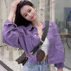 Internet Celebrity Purple Denim Jacket for Women Spring Autumn New Fashion Versatile Small Bf Loose Short Jacket Denim Jacket