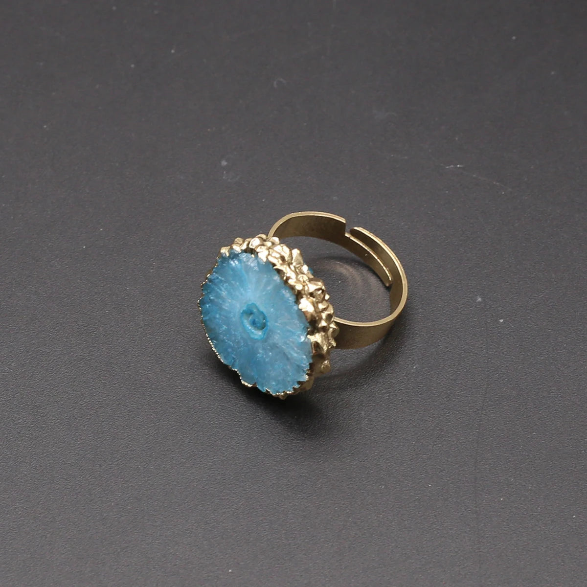 Natural Semi Precious Stones Irregular Crystal Druzy Rings Reiki Healing Embryo Agate Jewelry Accessories Party Gifts for Women