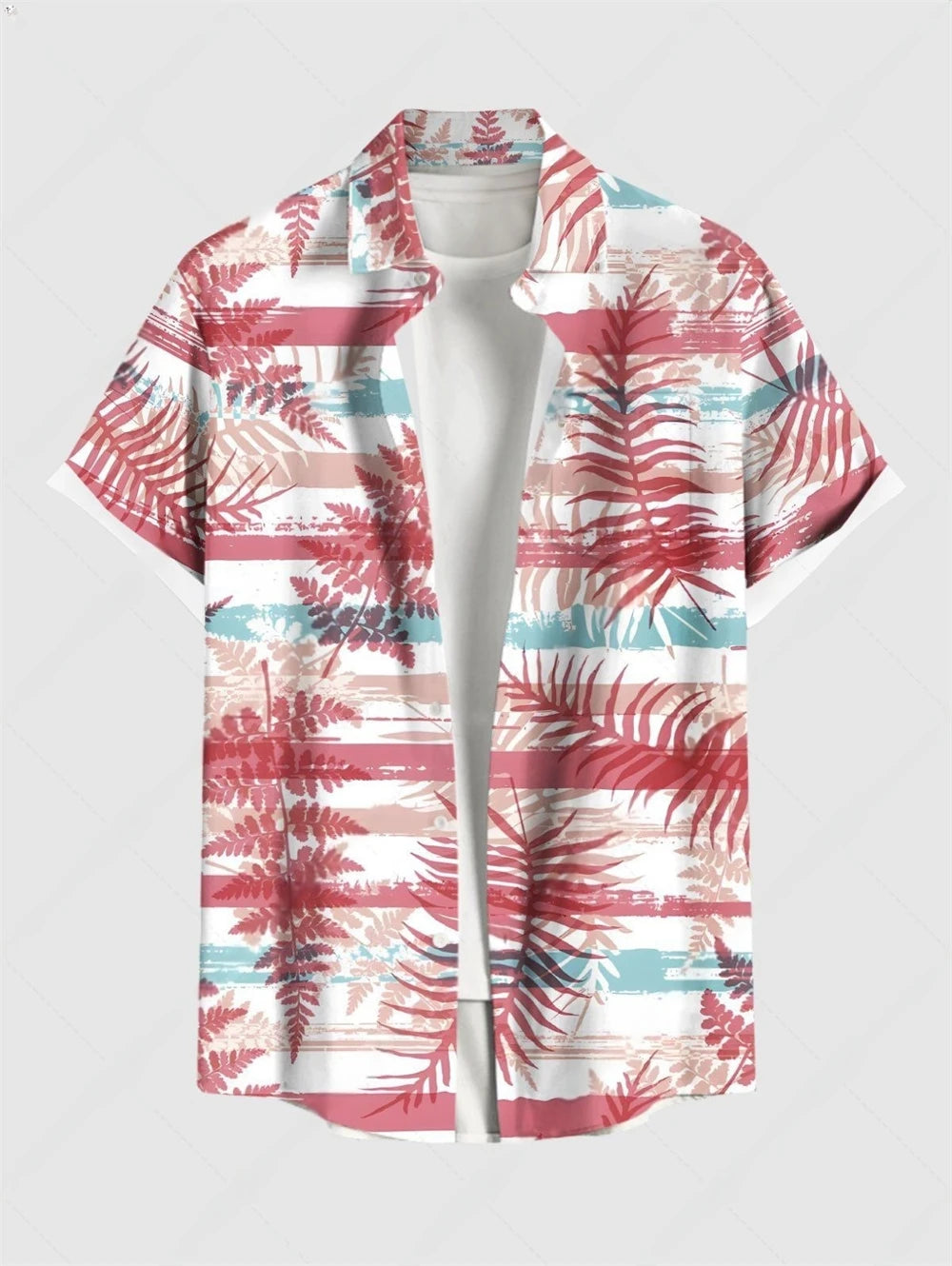 Hawaiian Men's Summer Casual Flower Korean Retro Shirt Geometric Print Short Sleeve Tops Casual Shirt for Men Short Sleeve Shirt