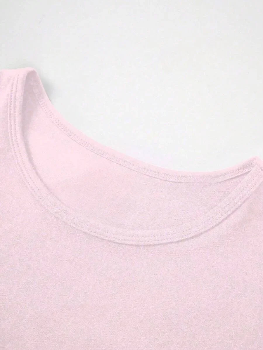 Summer Women's Tops Causal Basic T-Shirts Scoop Neck Short Sleeved Crop Tops Cute Slim Fit Tees Pullovers Clothing Y2K 2025 New