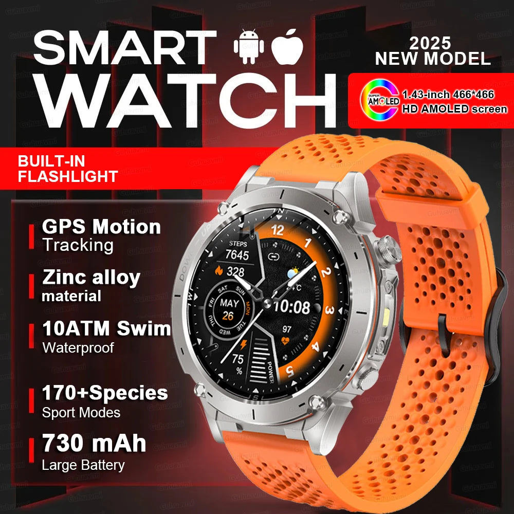 Men New Outdoors Sports Military GPS SmartWatch 10ATM Waterproof 730mAh High Battery Compass NFC HD Call For Huawei Xiaomi Watch