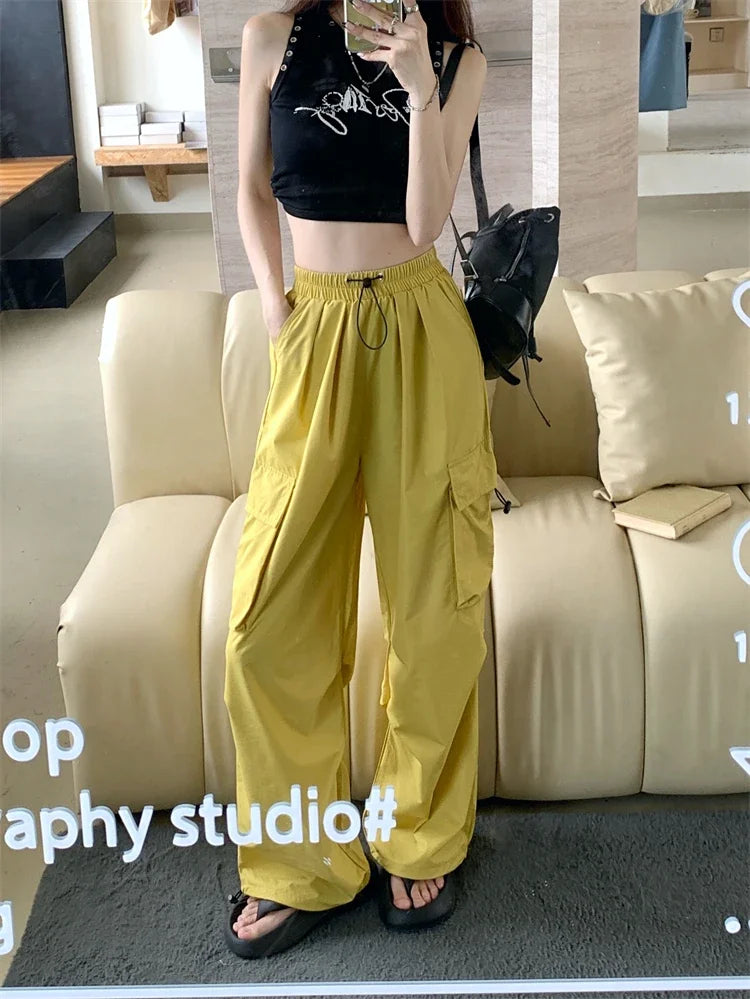 High Waist Wide Leg Workwear Pants Women's Spring 2024 Loose Sun Protection Casual Sports Thin Style Fashionable Trousers