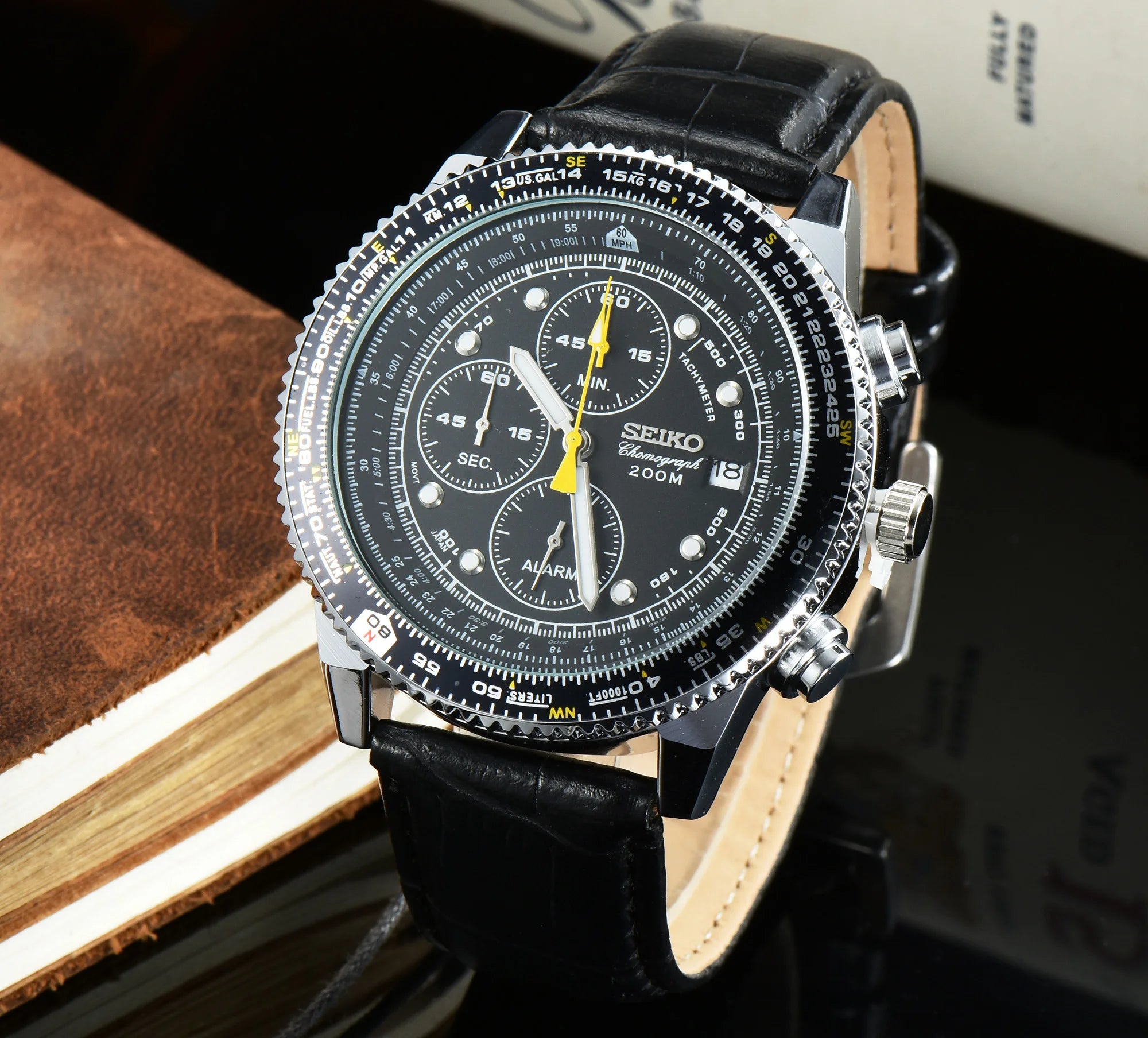 SEIKO Men's Sports Quartz Waterproof Watch, Multifunctional Dial Luminous Hands and Markers, Stainless Steel or Rubber Strap.