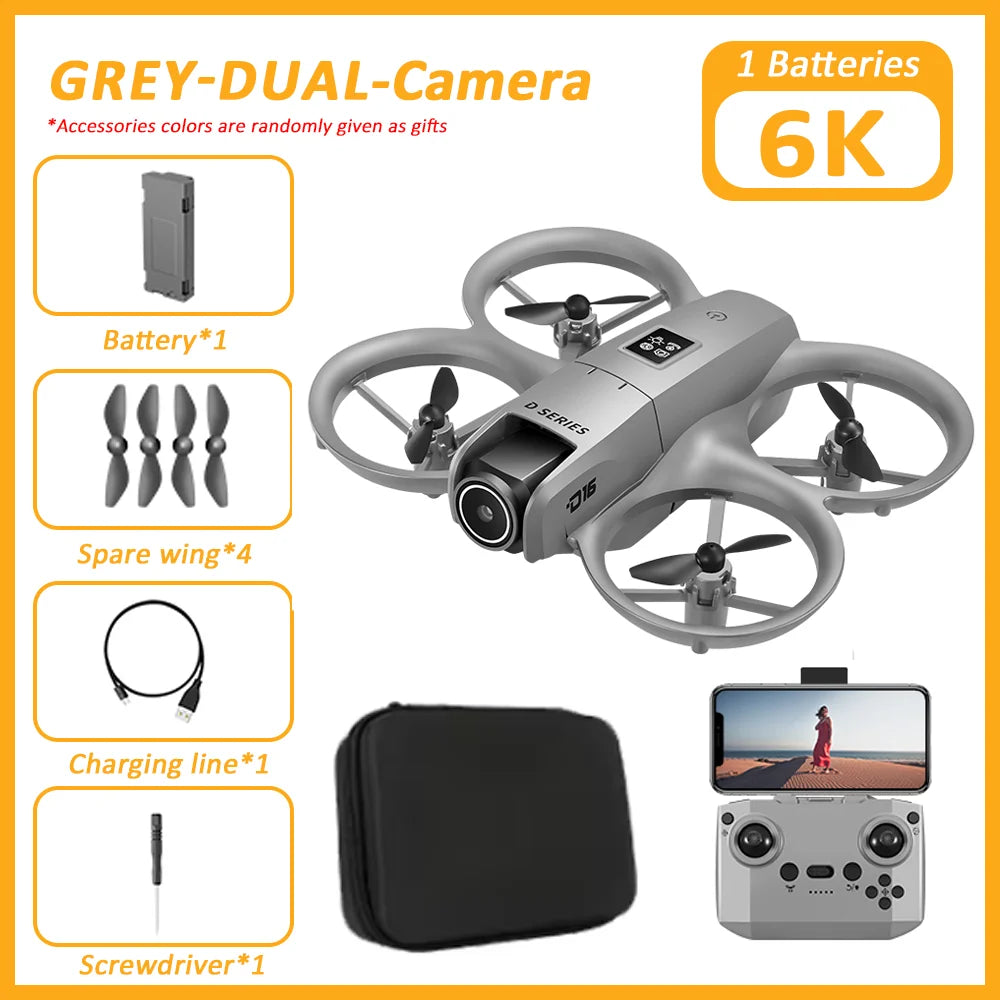 KBDFA D16 Mini Drone 8K Camera ESC Aerial Aircraft Air Pressure Fixed Height Pocket UFO Obstacle Remote Control Quadcopter
