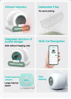 Tonepie Automatic Cat Litter Box Self-Cleaning APP Control 65L Smart Cat Toilet Electric Ion Deodorizati Detachable Tonepie Ti+