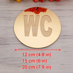 Mirror WC Door Sign Stickers Round Shape Laser Cut Acrylic 3D DIY New House Toilet Signs Home Decoration Accessories Wall Decor