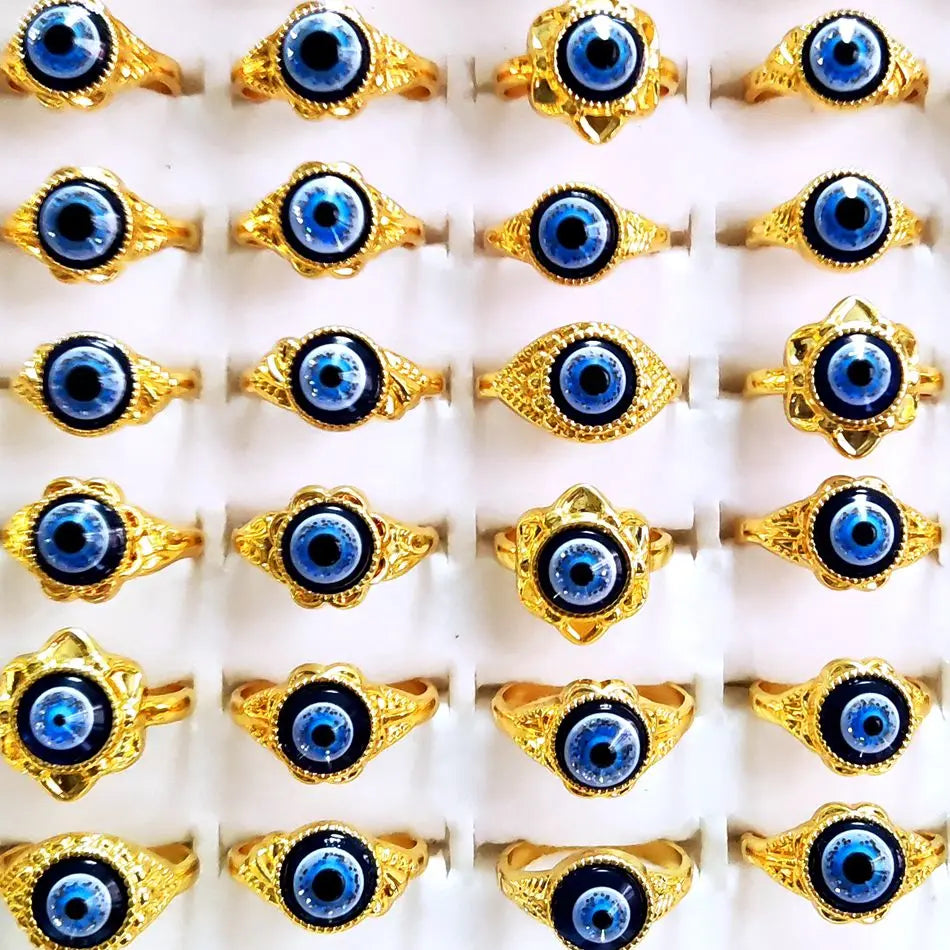 Wholesale 20pcs Evil Blue Eye  Metal Alloy Rings Jewelry