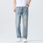 Summer Thin Straight Jeans Men's Clothing Soft Breathable Trousers Male Brand Comfortable Business Loose Denim Pants Retro Y2K