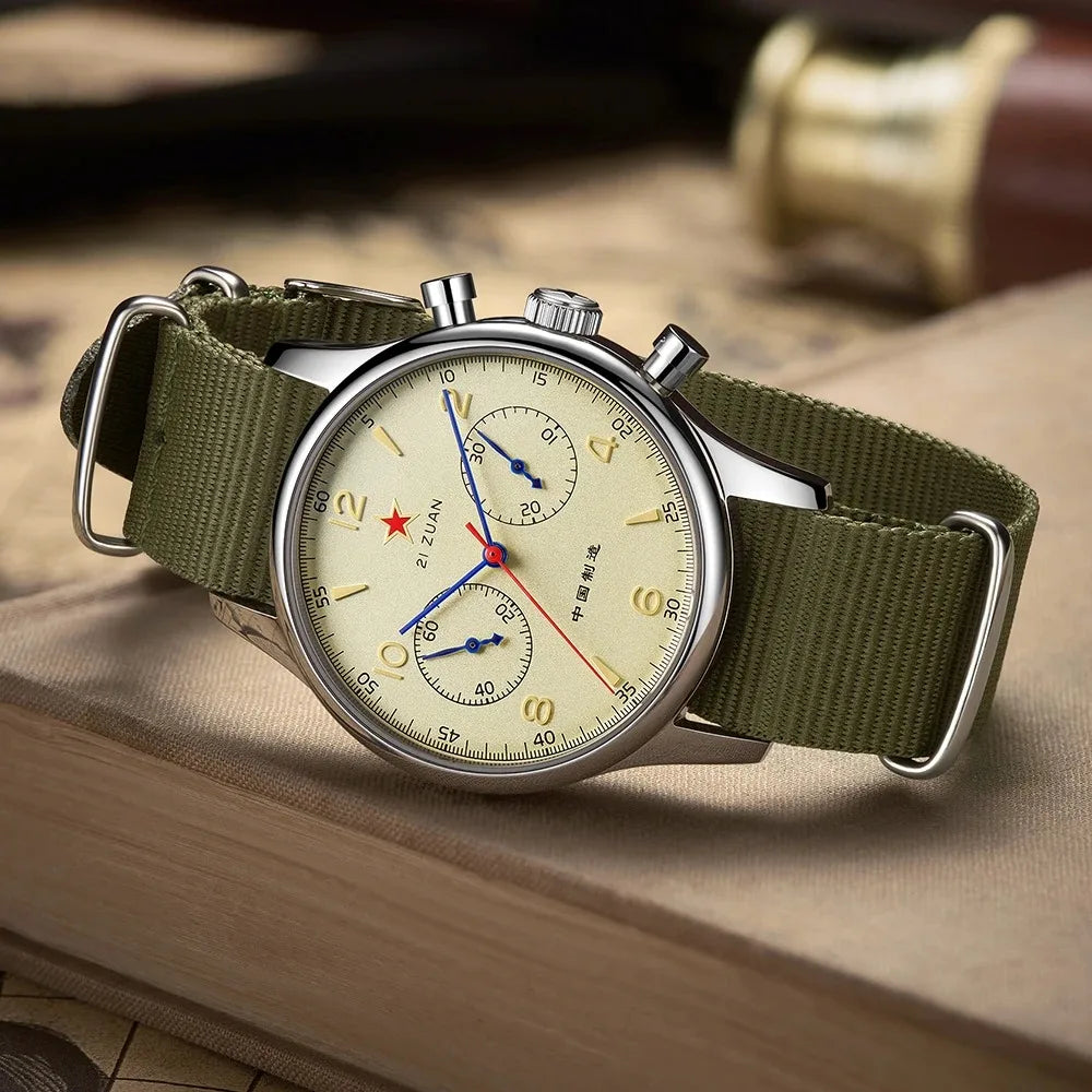 FMEIS Original Seagull Men's Watches 1963 Pilot Automatic Watch 42mm Waterproof Retro Quartz Chronograph Vintage Dress Watch
